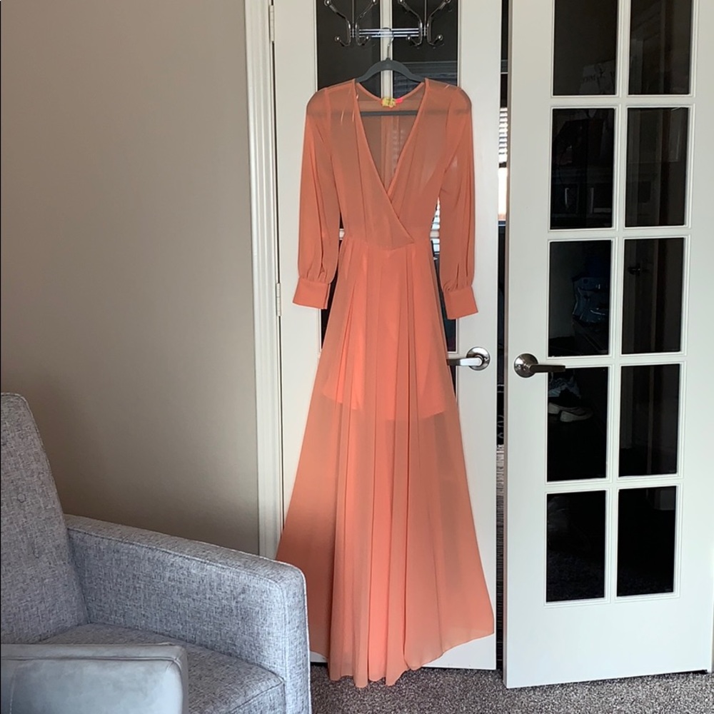 Long silk dress with long sleeves
